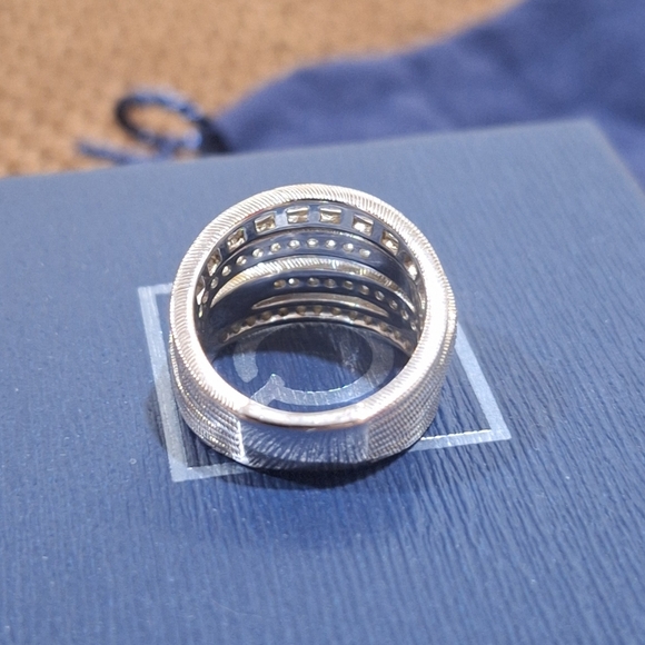 Judith Ripka 5 Band Highway Ring ✨ Sterling Silver CZ Wide Crossover Ring Sz 6 - Picture 6 of 11